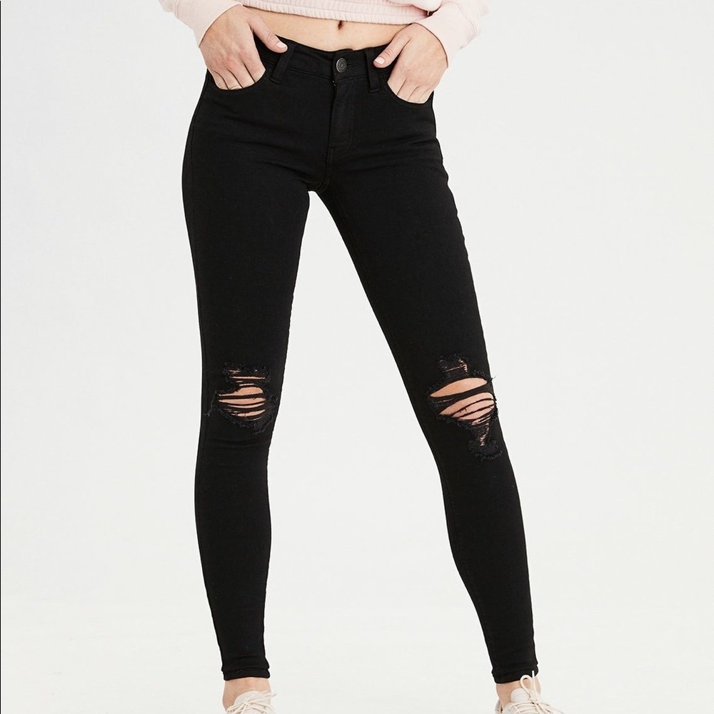 American Eagle Outfitters Black Ripped Jeggings
